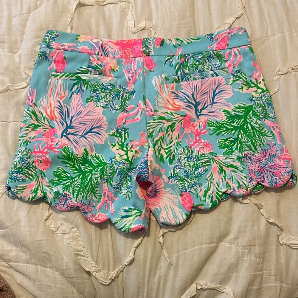 Lilly Pulitzer High Waist Floral Shorts - Pink and Green - Picture 2 of 5